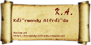 Körmendy Alfréda névjegykártya